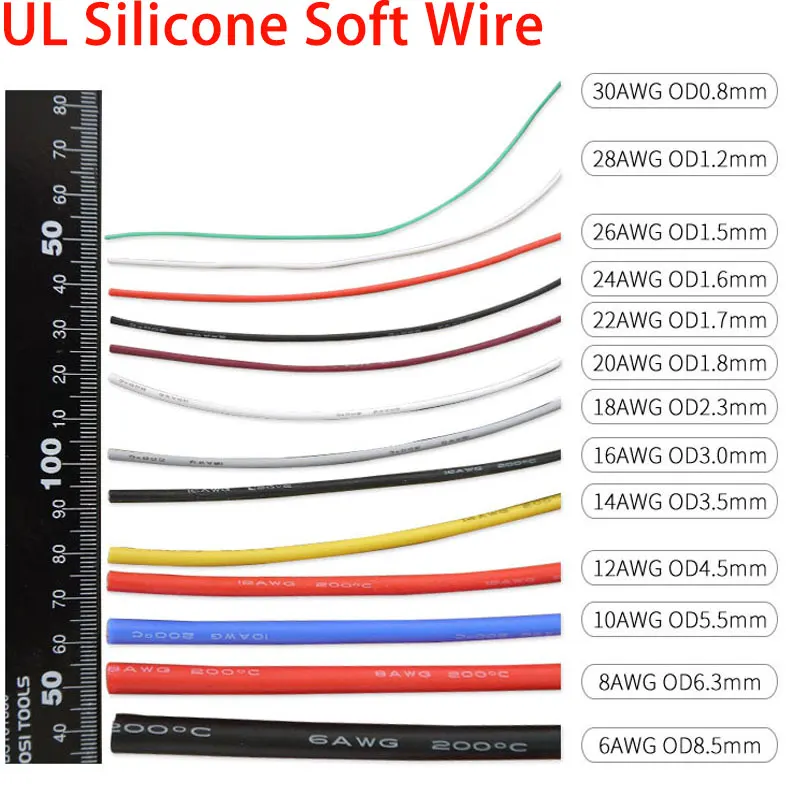 Wire 22 Gauge Copper - 1M/5M Heat-resistant Cable 30 28 26