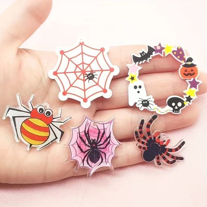 Jewelry Making Necklaces - 10pcs acrylic Halloween spider pendant, DIY