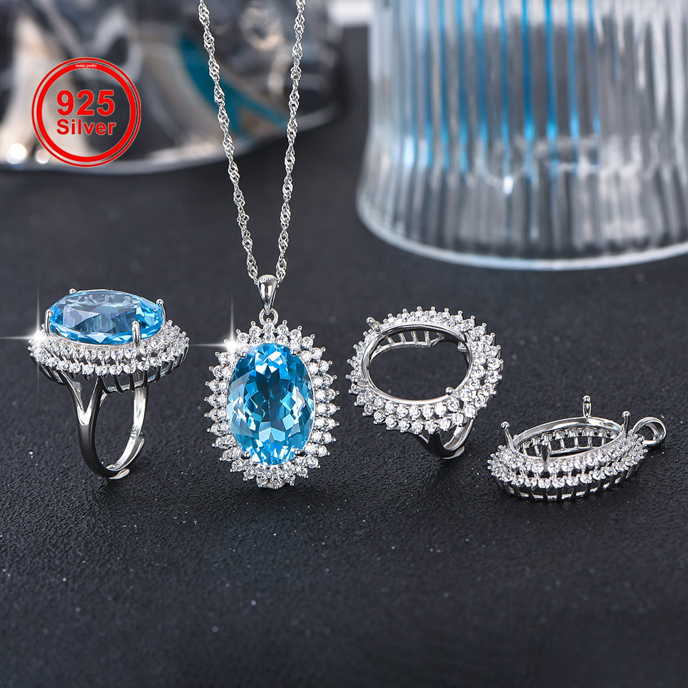 Jewelry Making With Stones - 13x18mm S925 Sterling Silver Ring Pendant