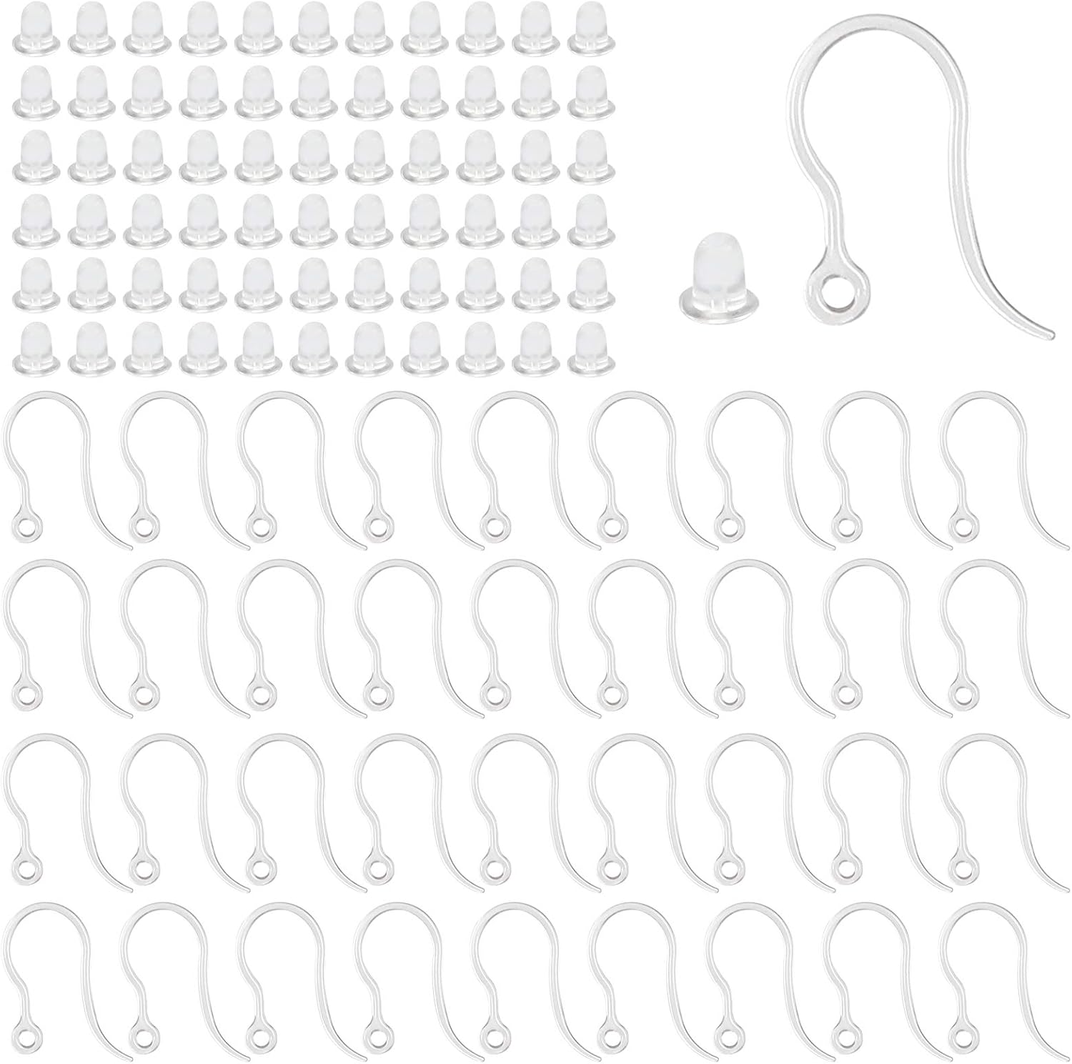 Jewelry Making Wire - 40pcs Clear Plastic Earring Hooks Ear