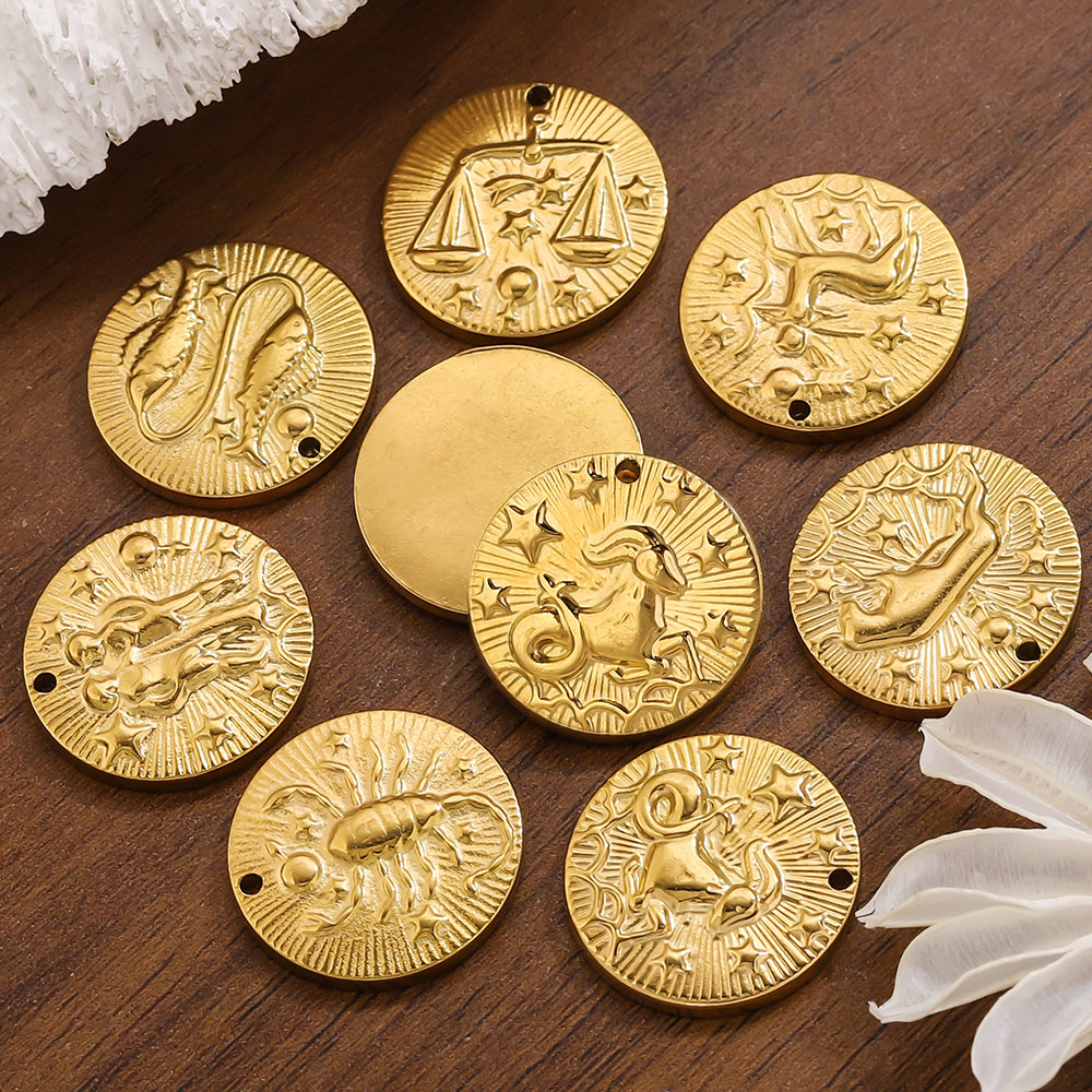 Jewelry Making Materials Wholesale - 5pcs Stainless Steel 12 Zodiac Signs