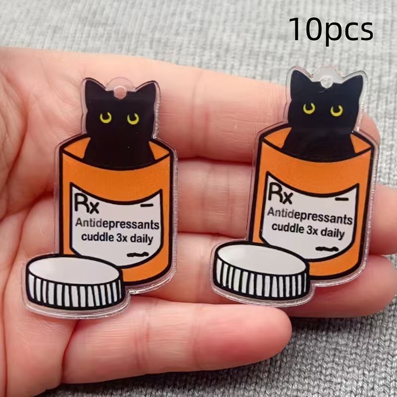 10pcs acrylic medicine cat pen - Jewelry Making Necklaces ulasan dan harga
