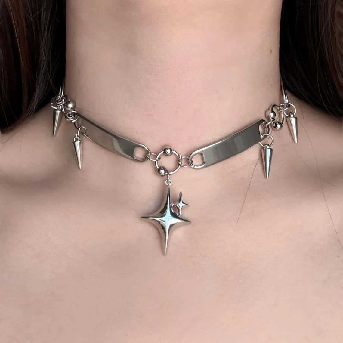 Punk Star Riveted Choker,Rock  - Jewelry Making Necklaces ulasan dan harga