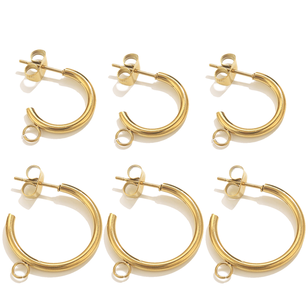 6pcs Stainless Steel C-shape E - Jewelry Making Materials Wholesale ulasan dan harga