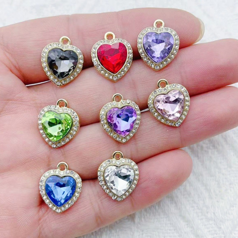 10pcs heart-shaped inlaid colo - Jewelry Making Necklaces ulasan dan harga