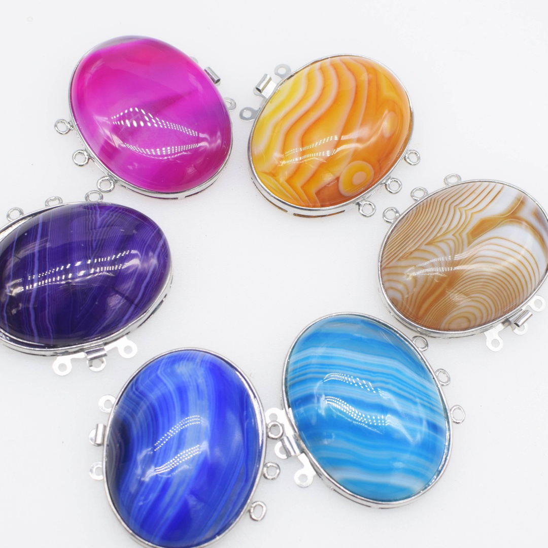 1Piece Multicolor Agate Flat O - Jewelry Making With Stones ulasan dan harga
