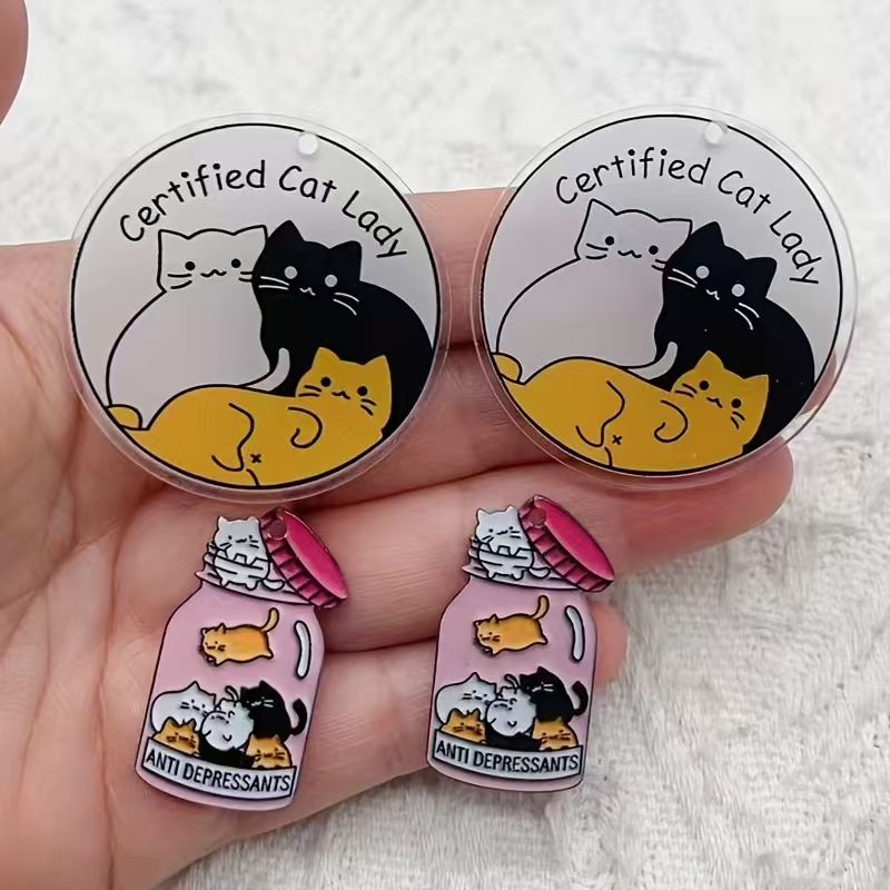 10pcs acrylic cute cat pendant - Jewelry Making Necklaces ulasan dan harga