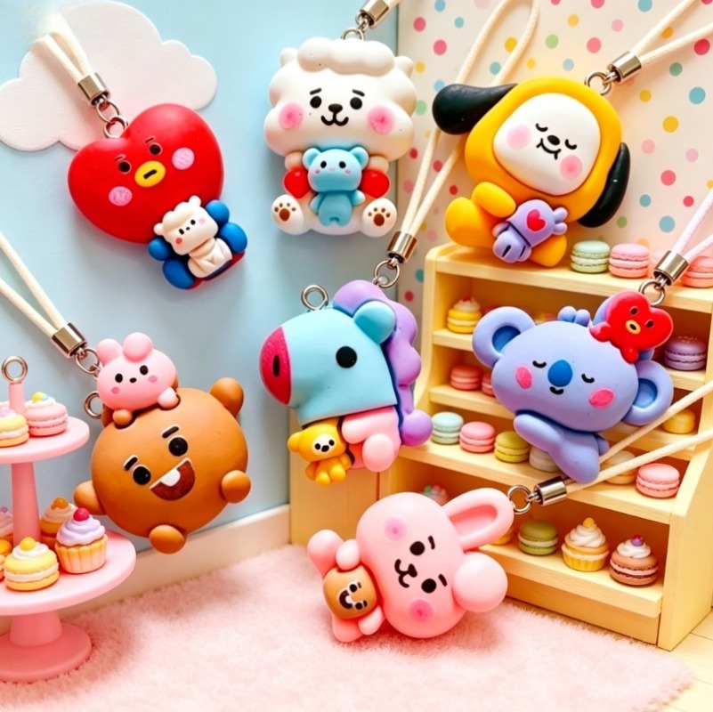 7pcs BT21 Resin Cartoon Charm  - Jewelry Making Necklaces ulasan dan harga