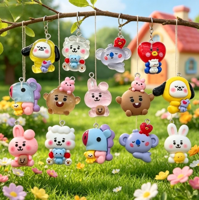 7pcs BT21 Resin Cartoon Charm  - Jewelry Making Necklaces ulasan dan harga