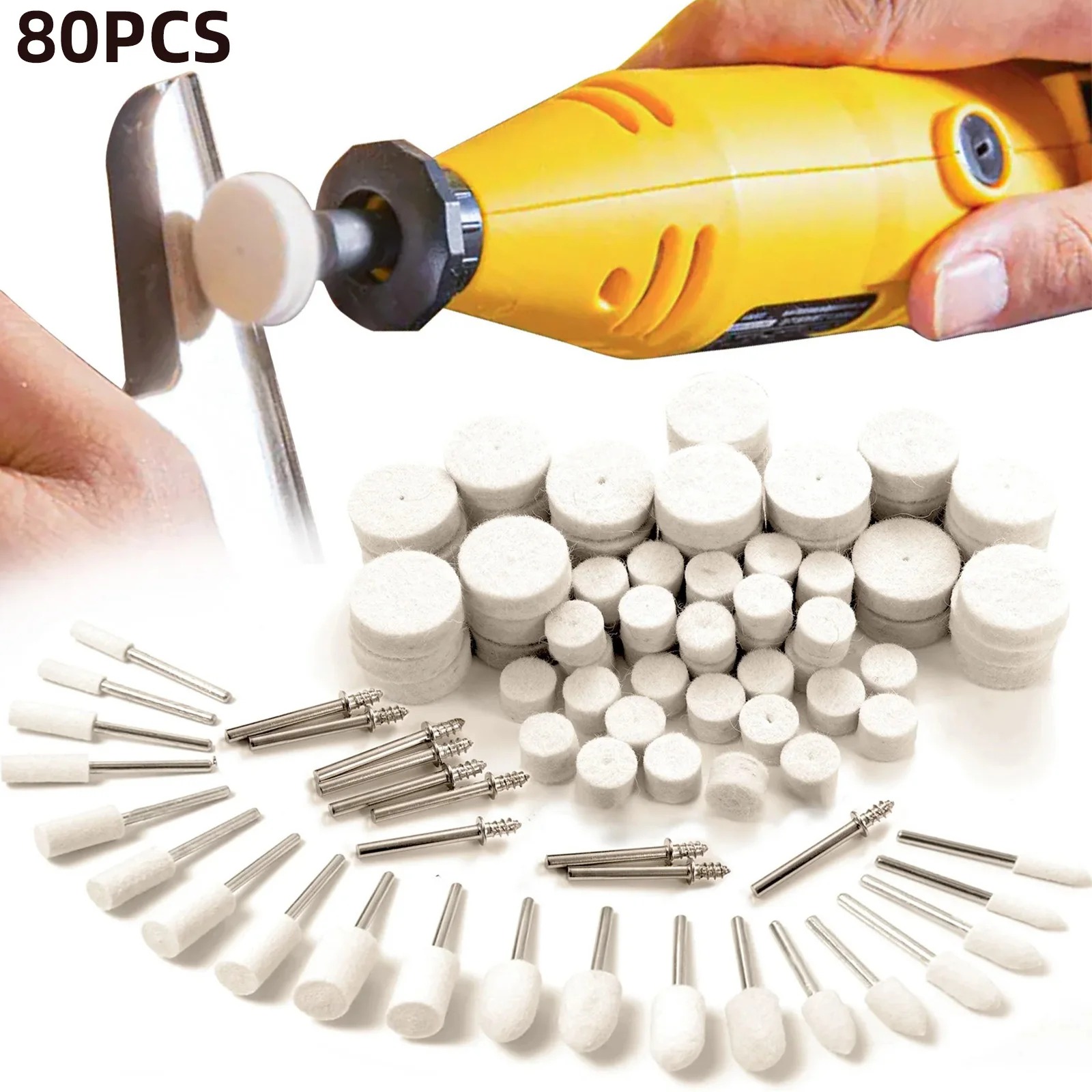 80PCS Wool Felt Buffing Wheel  - Jewelry Making Equipment ulasan dan harga