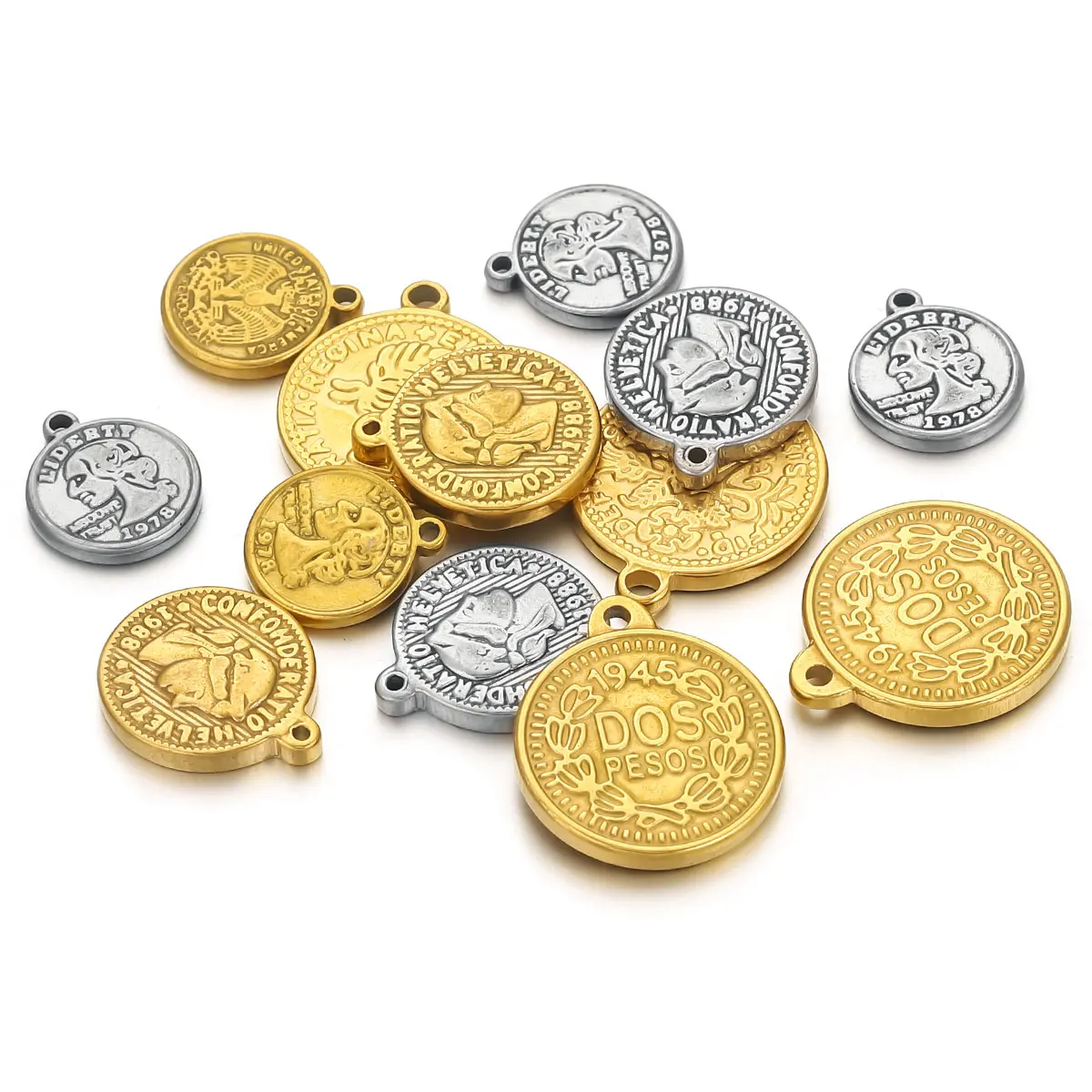 5PCS Stainless Steel Medal Coi - Jewelry Making Materials Wholesale ulasan dan harga