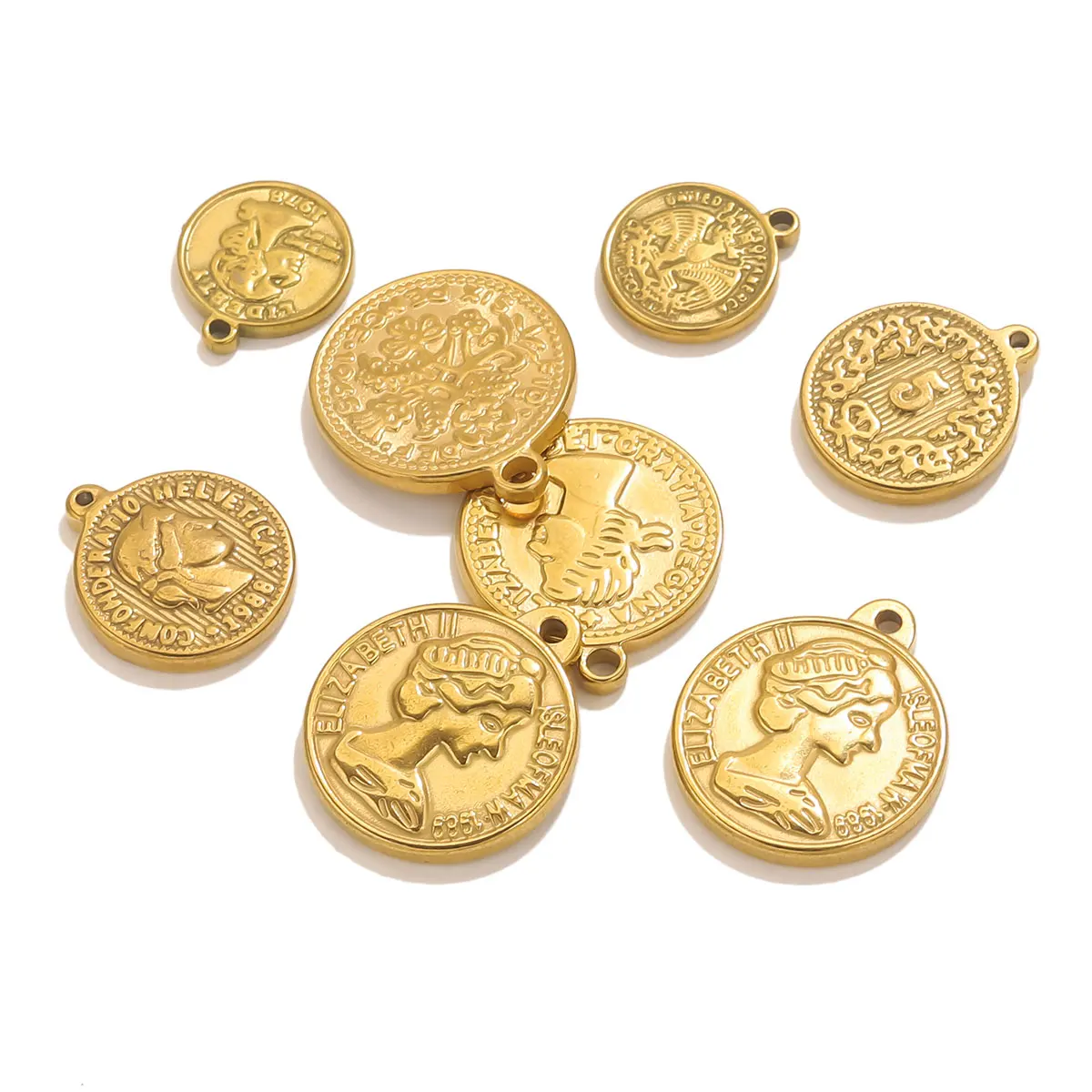 5PCS Stainless Steel Medal Coi - Jewelry Making Materials Wholesale ulasan dan harga