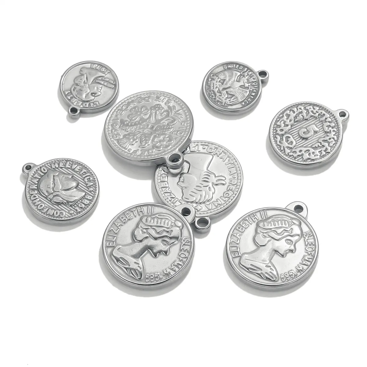 5PCS Stainless Steel Medal Coi - Jewelry Making Materials Wholesale ulasan dan harga