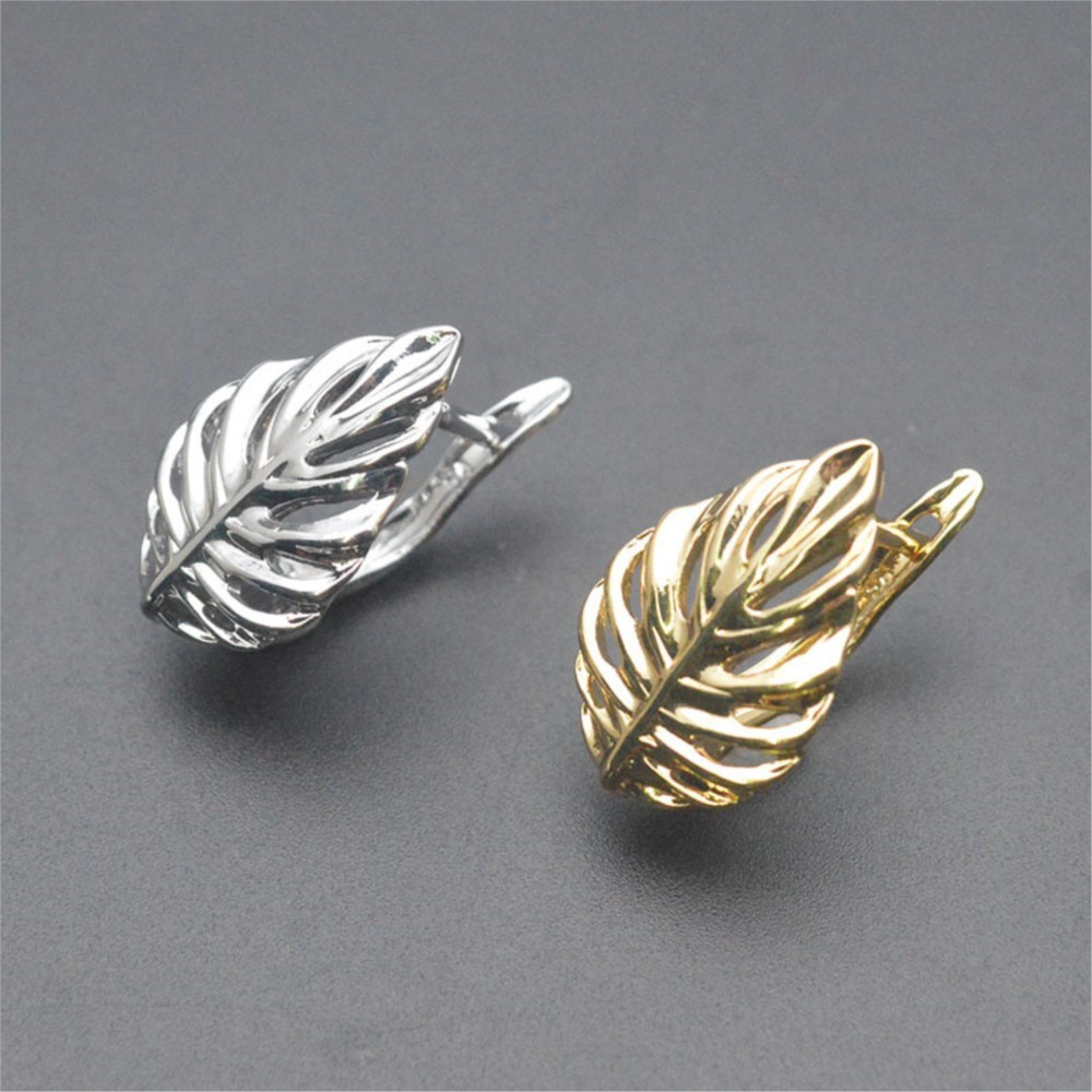 1/2Pcs 18K Gold Plated Brass L - Jewelry Making Hoops ulasan dan harga